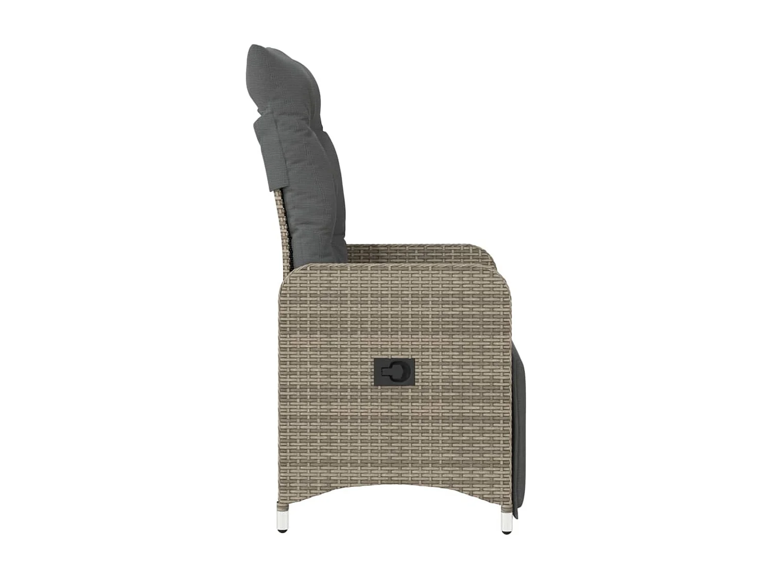 Silla de jardín reclinable con cojines de mimbre de resina gris