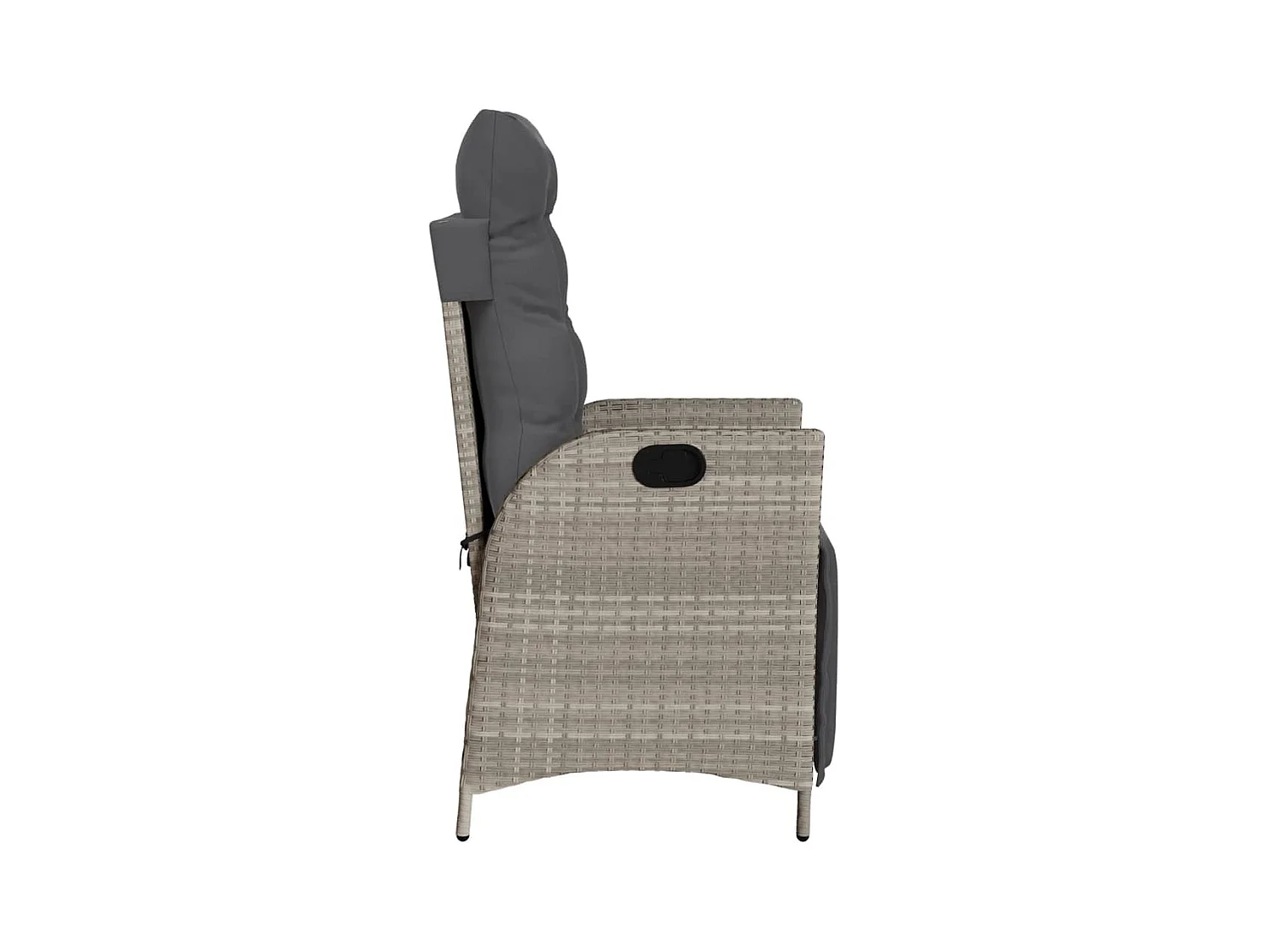 Liggende tuinstoel met voetenbankje lichtgrijs rotan