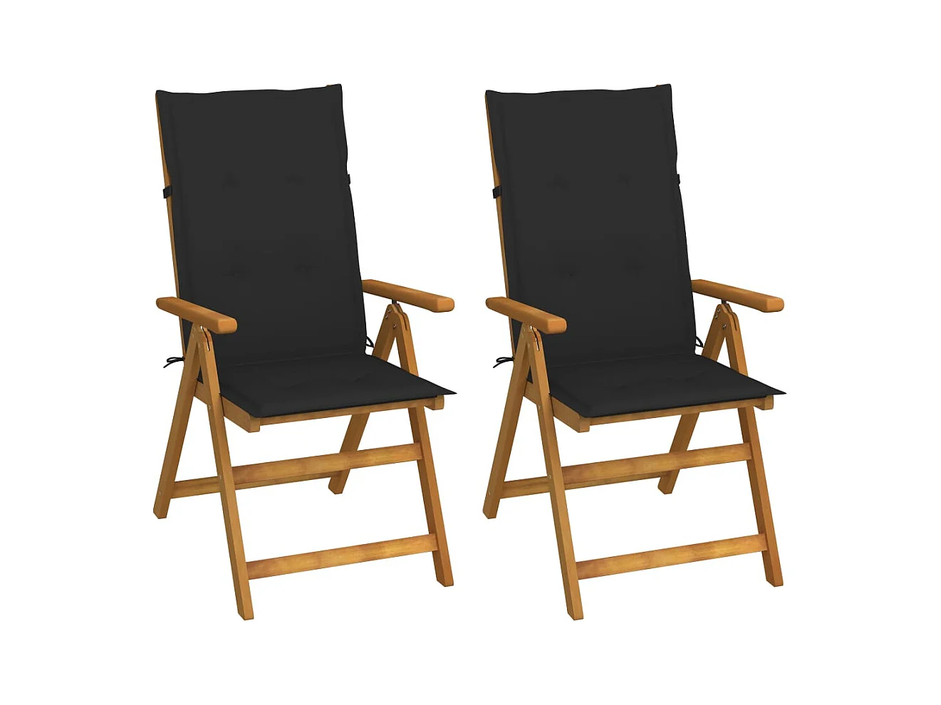 Conjunto de 2 sillas de jardín reclinables con cojines Madera de acacia