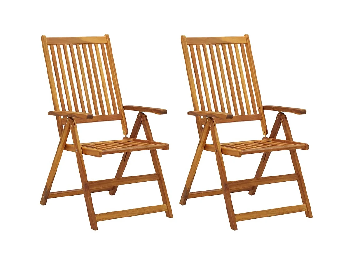 Conjunto de 2 sillas de jardín reclinables con cojines Madera de acacia