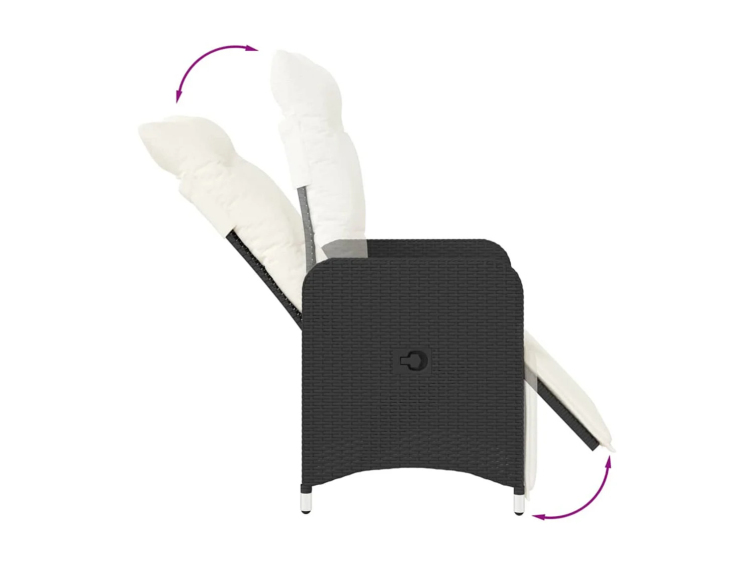 Set di 2 sedie da giardino reclinabili con cuscini in rattan nero