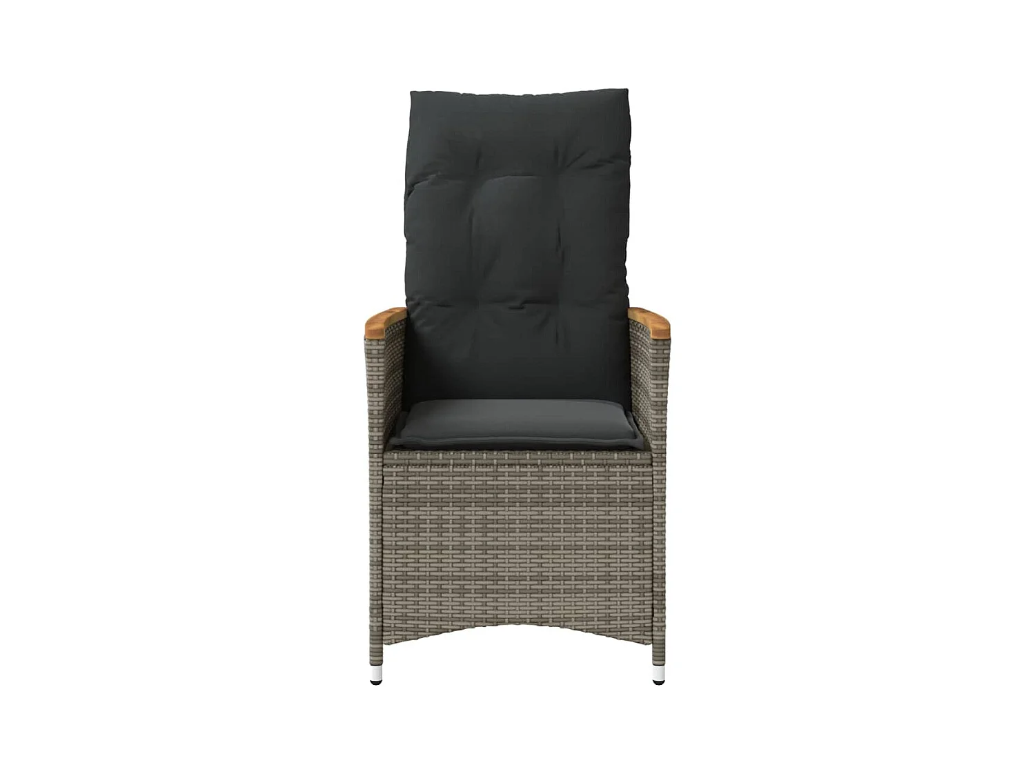 Set di 2 sedie da giardino reclinabili con cuscini in rattan grigio