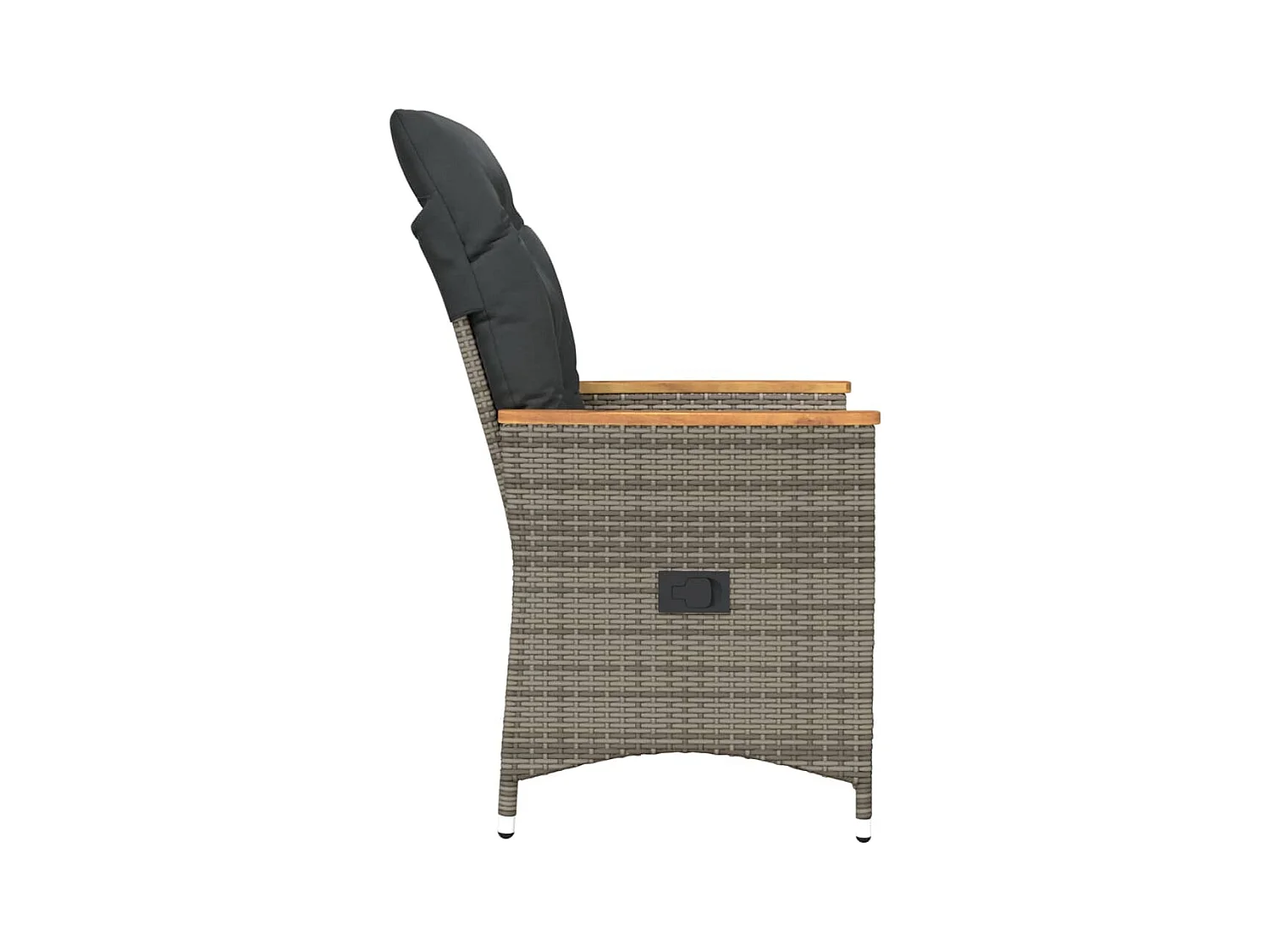 Set di 2 sedie da giardino reclinabili con cuscini in rattan grigio