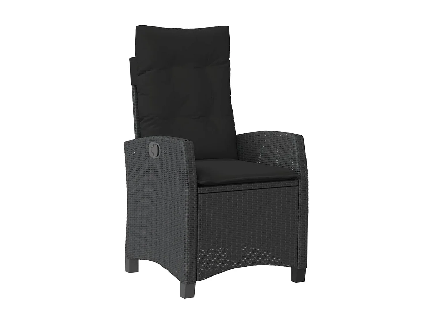 Chaises inclinables de jardin lot de 2 et coussins noir rotin