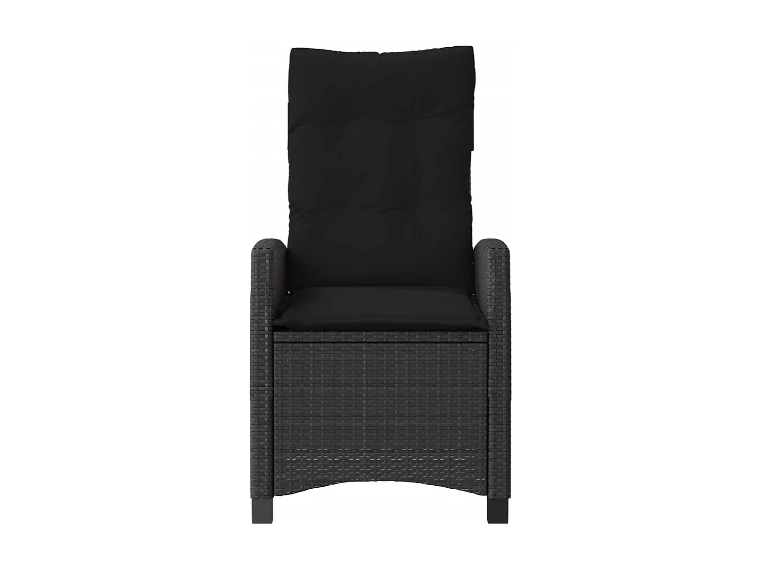 Chaises inclinables de jardin lot de 2 et coussins noir rotin