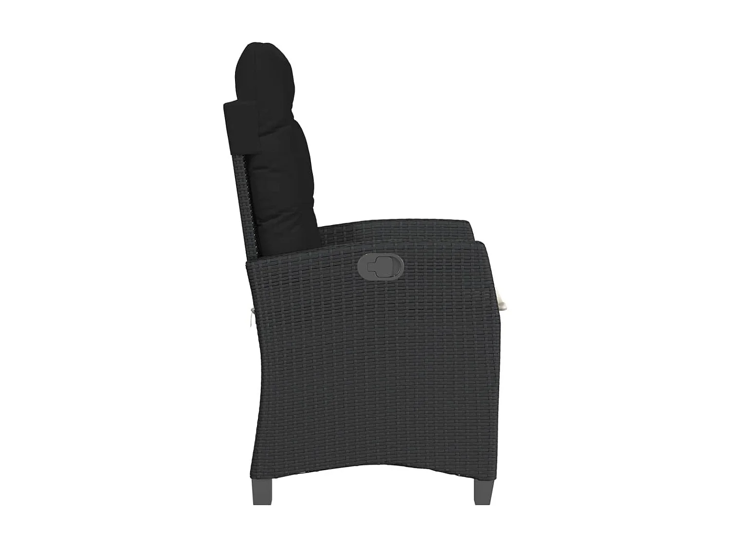 Chaises inclinables de jardin lot de 2 et coussins noir rotin