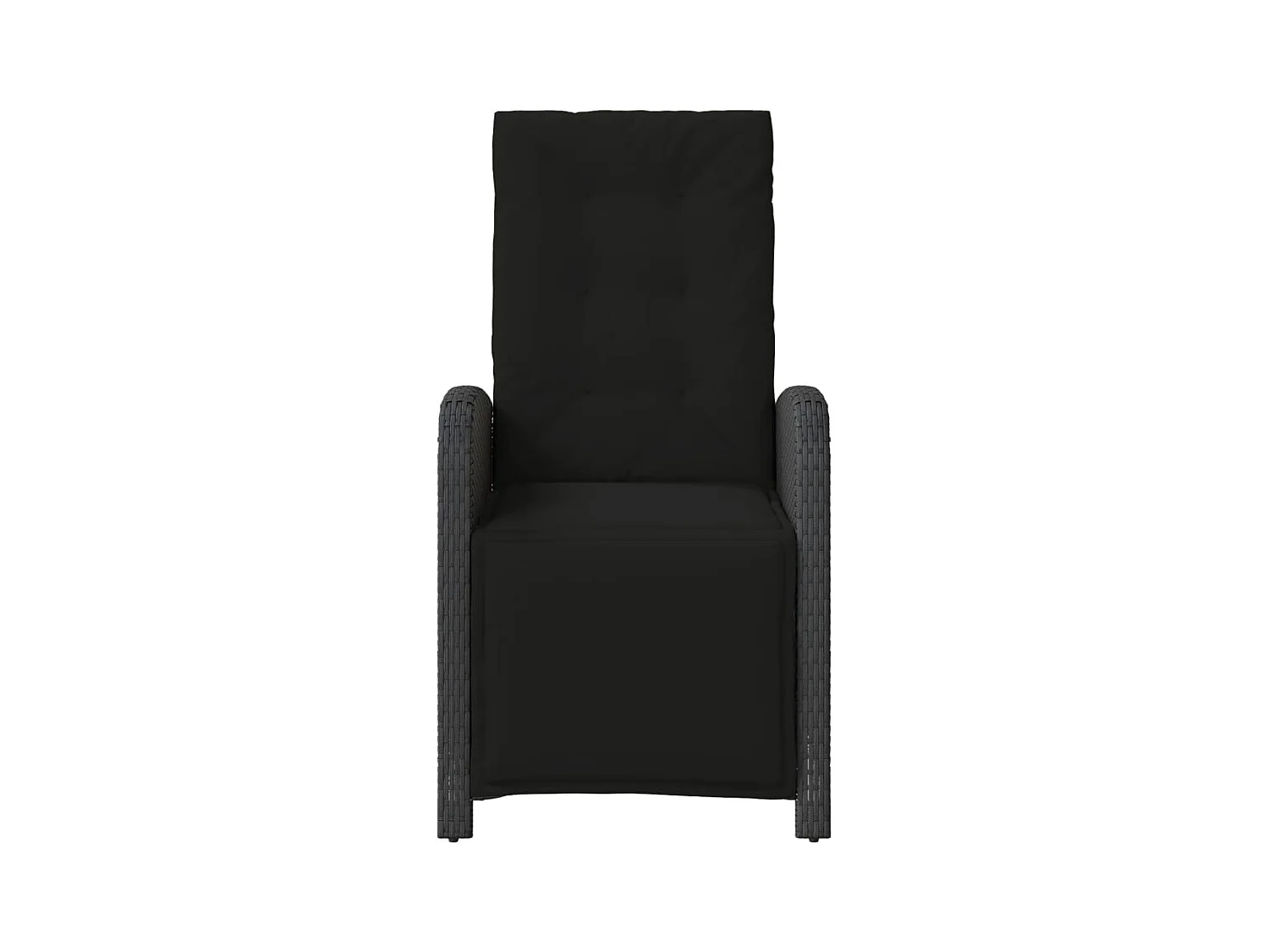 Sedia da giardino reclinabile e poggiapiedi in resina intrecciata nera