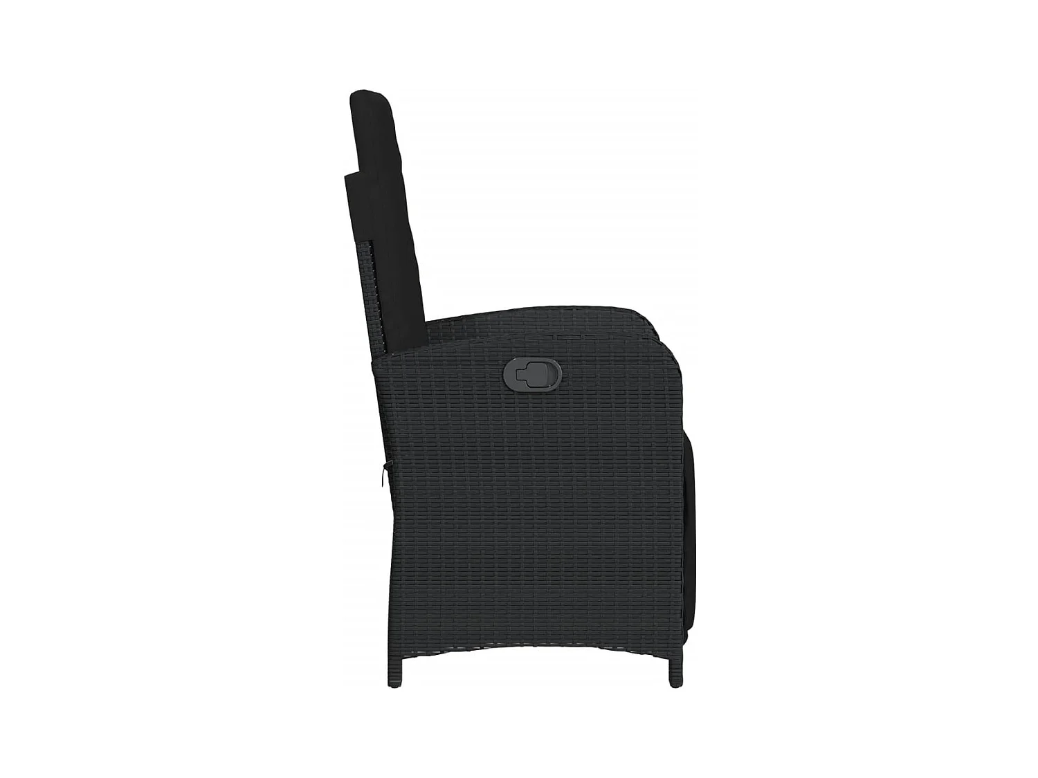 Sedia da giardino reclinabile e poggiapiedi in resina intrecciata nera