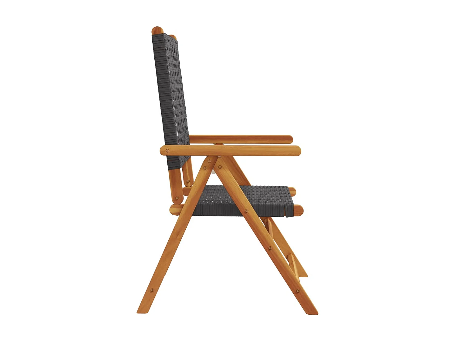 Chaises inclinables de jardin lot de 4 noir rotin bois massif