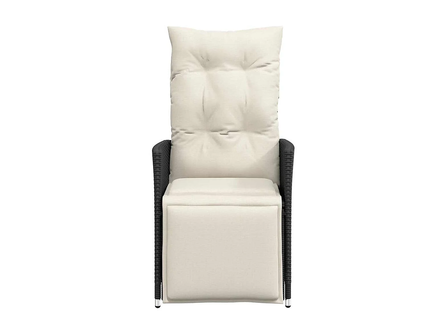 Chaise inclinable de jardin avec coussins noir résine tressée