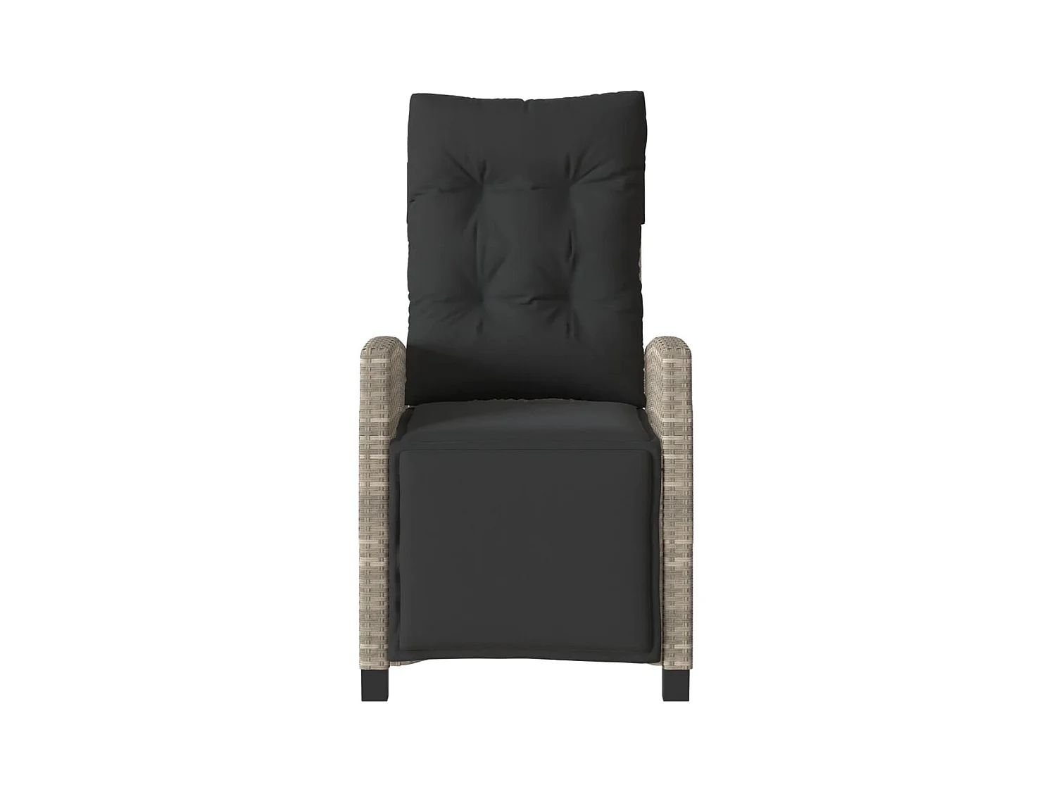 Liggende tuinstoel met voetenbankje lichtgrijs rotan