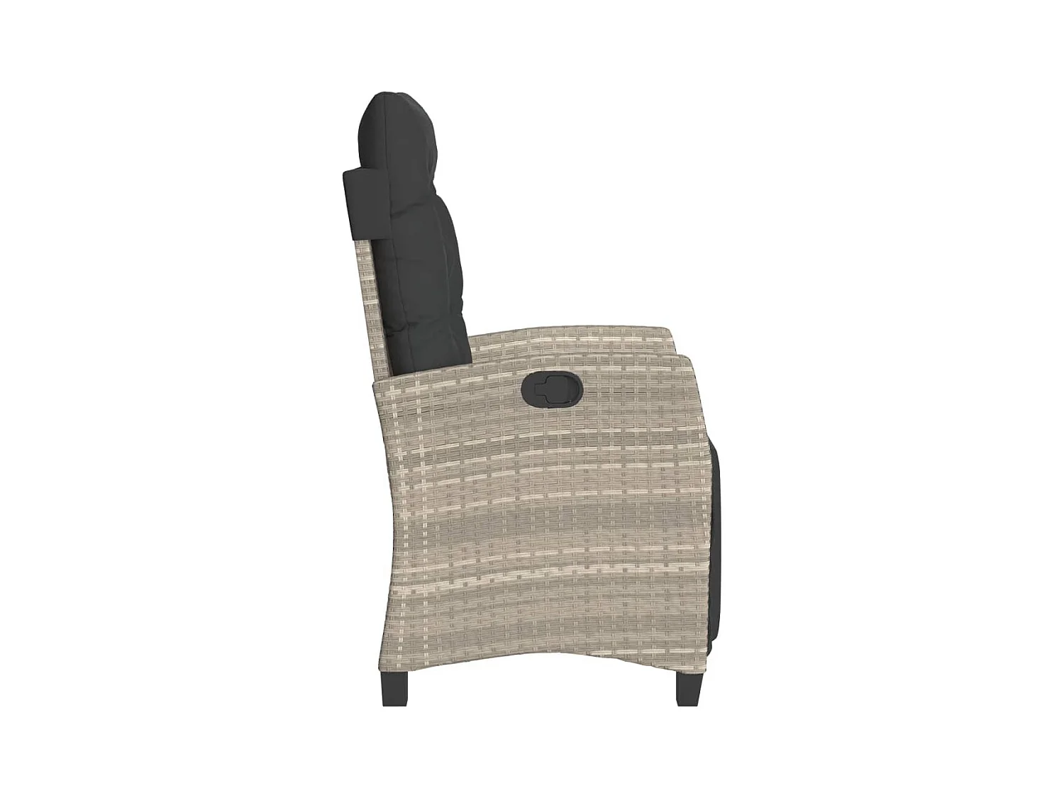 Liggende tuinstoel met voetenbankje lichtgrijs rotan