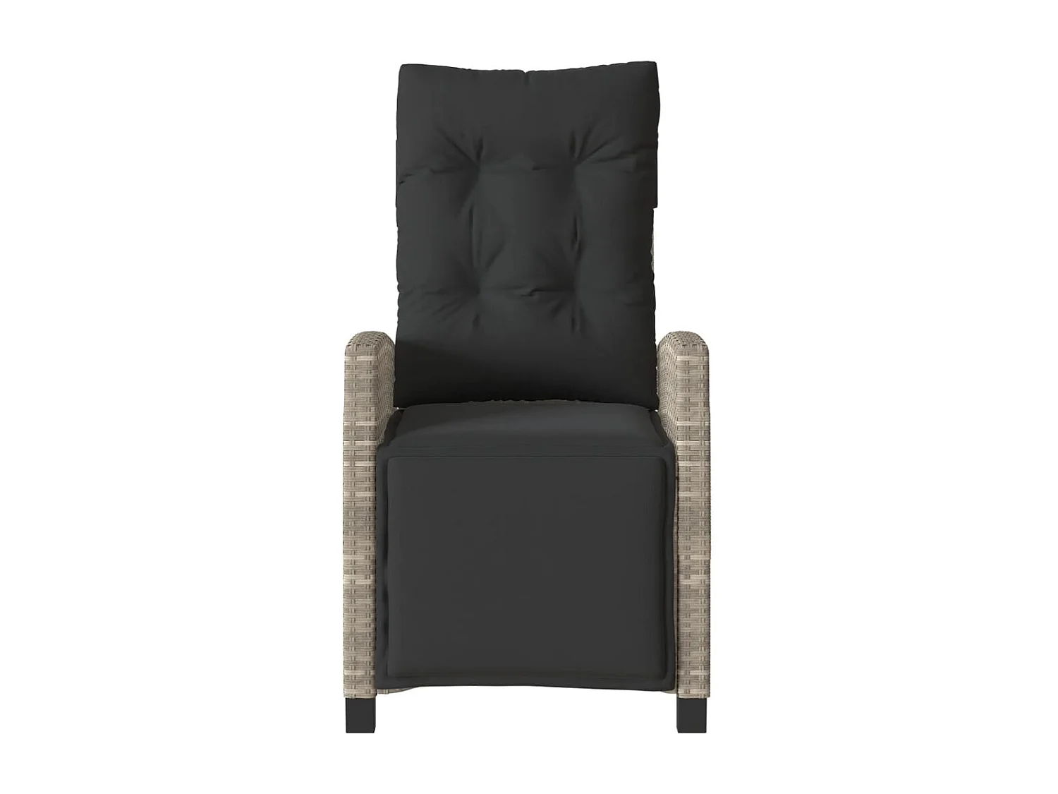 Silla de jardín reclinable con reposapiés de ratán gris claro