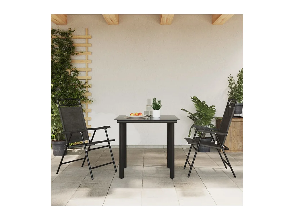 Set di 2 sedie da giardino pieghevoli in acciaio e textilene