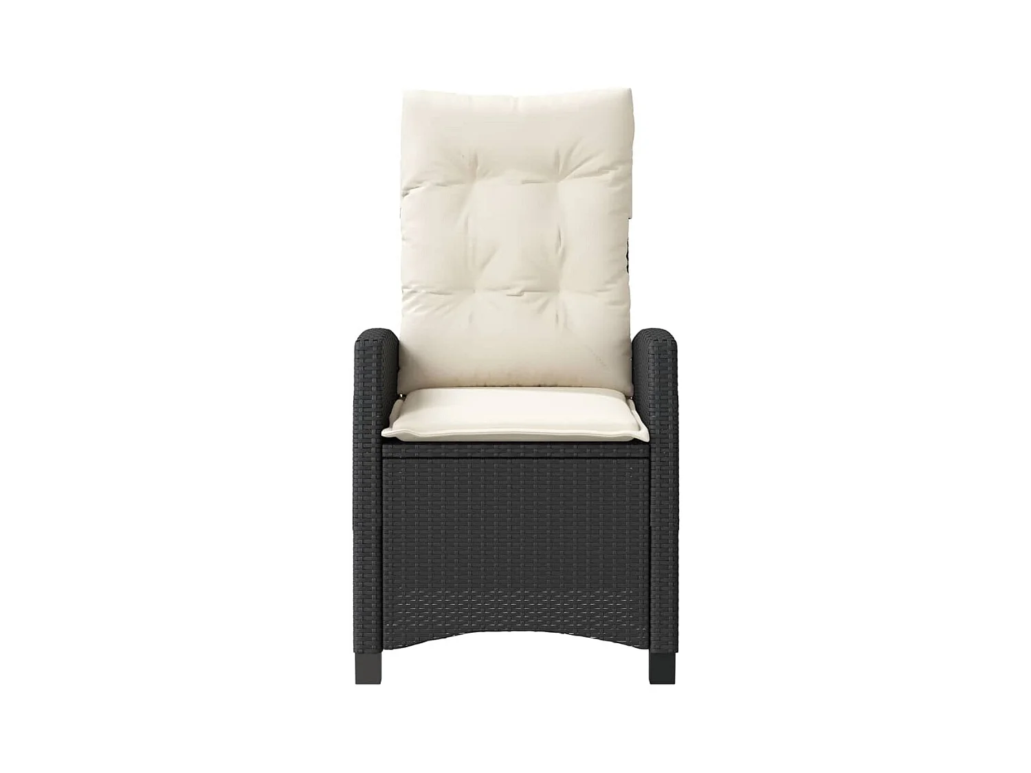 Liggende tuinstoel met zwarte kunsthars rieten kussens