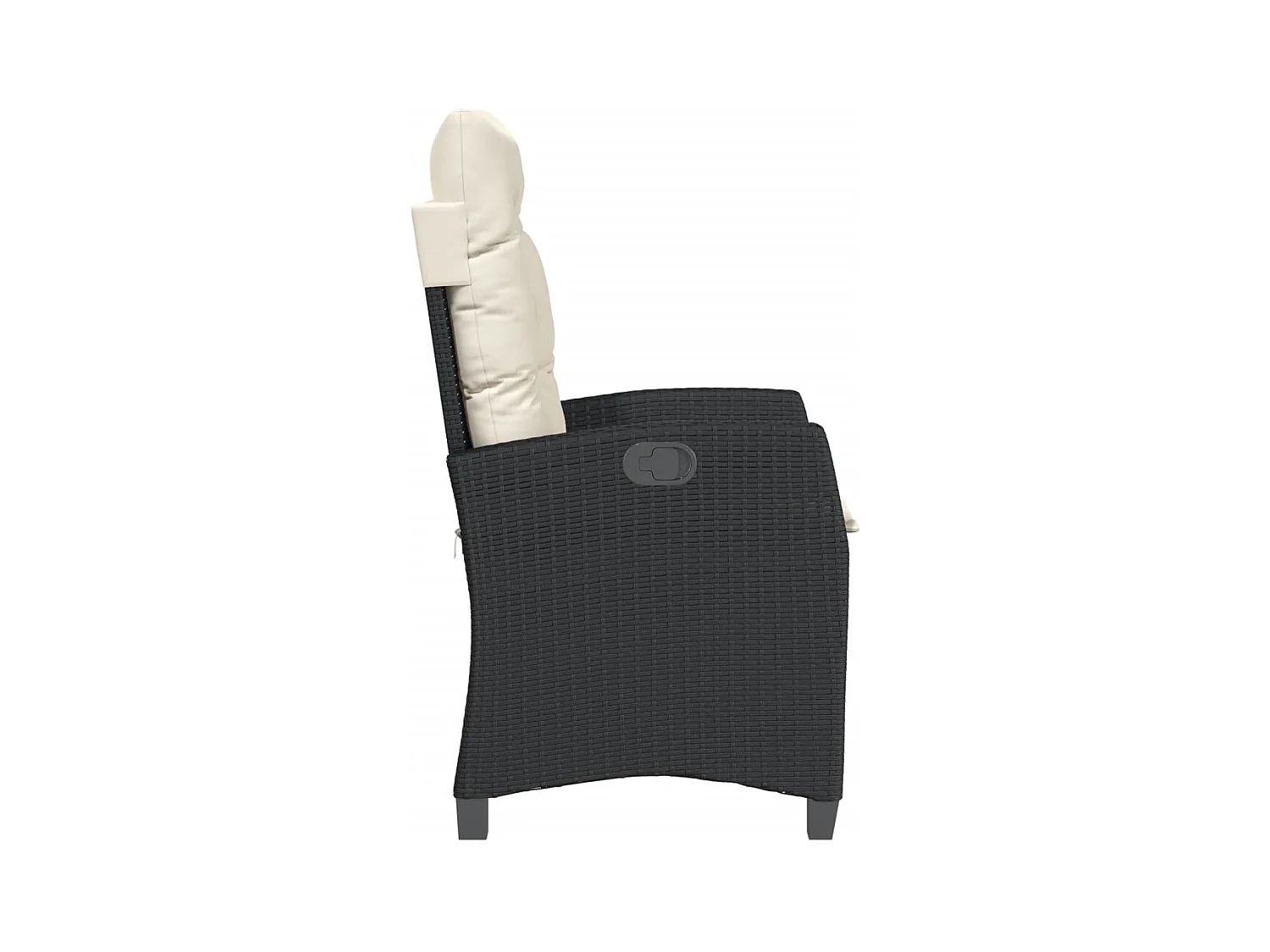 Liggende tuinstoel met zwarte kunsthars rieten kussens