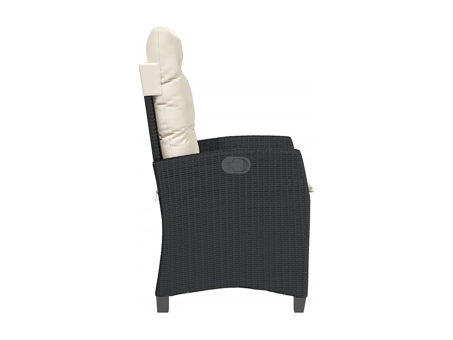 Chaise inclinable de jardin avec coussins noir résine tressée