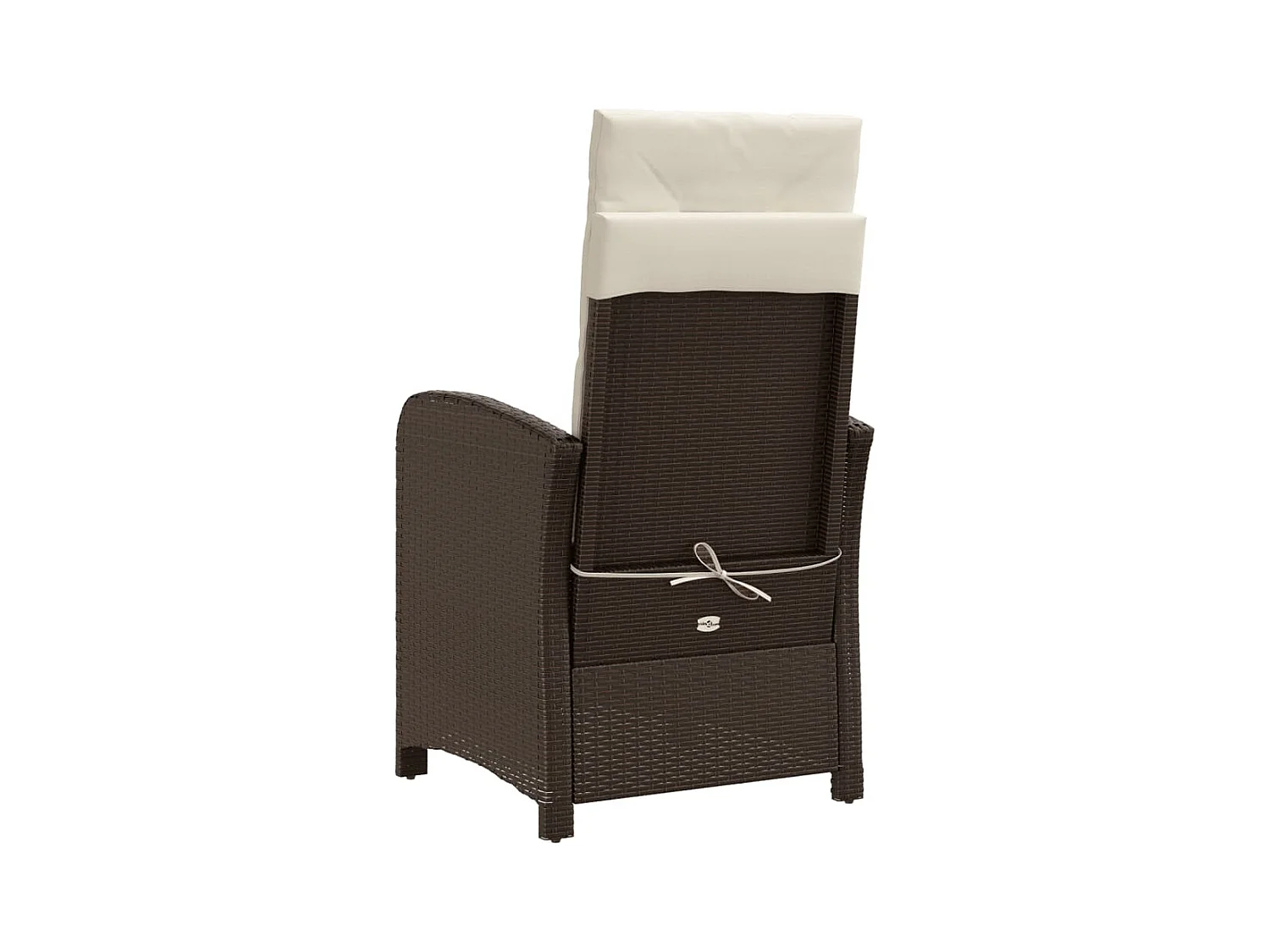 Liggende tuinstoel met voetenbankje van bruin riethars