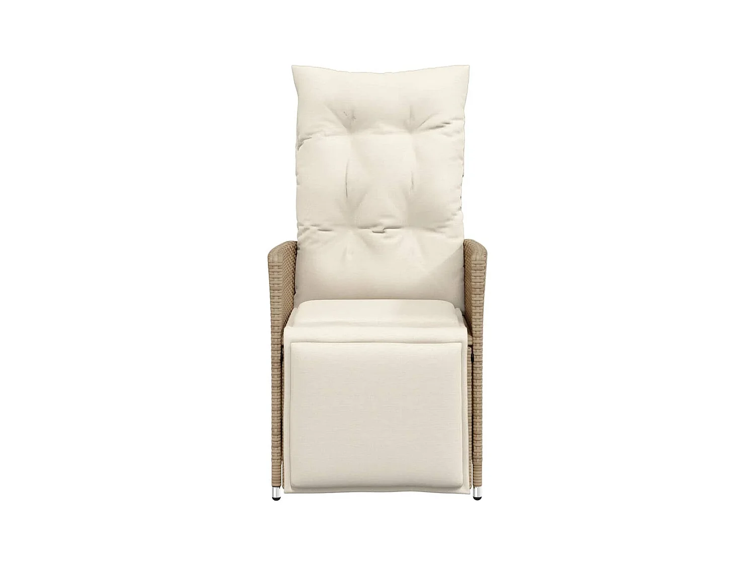 Set van 2 verstelbare tuinstoelen met beige rotan kussens