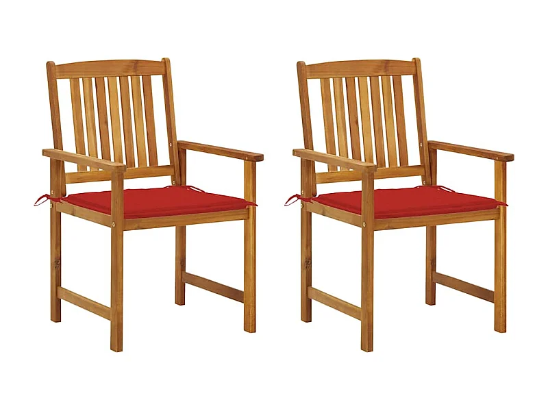 Chaises de jardin avec coussins lot de 2 Bois d'acacia massif