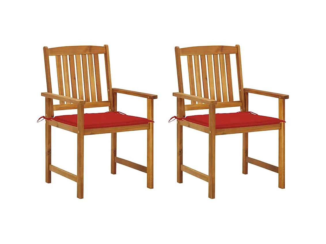 Chaises de jardin avec coussins lot de 2 Bois d'acacia massif