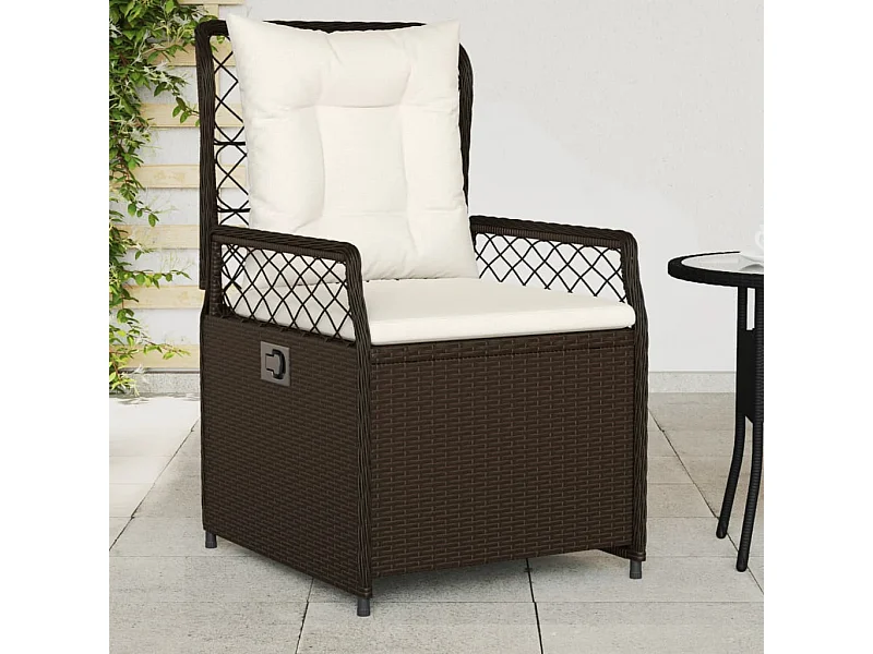 Set van 2 verstelbare tuinstoelen, bruin, rieten kunsthars