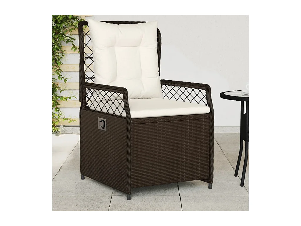 Set di 2 sedie da giardino reclinabili, marroni, in resina di vimini