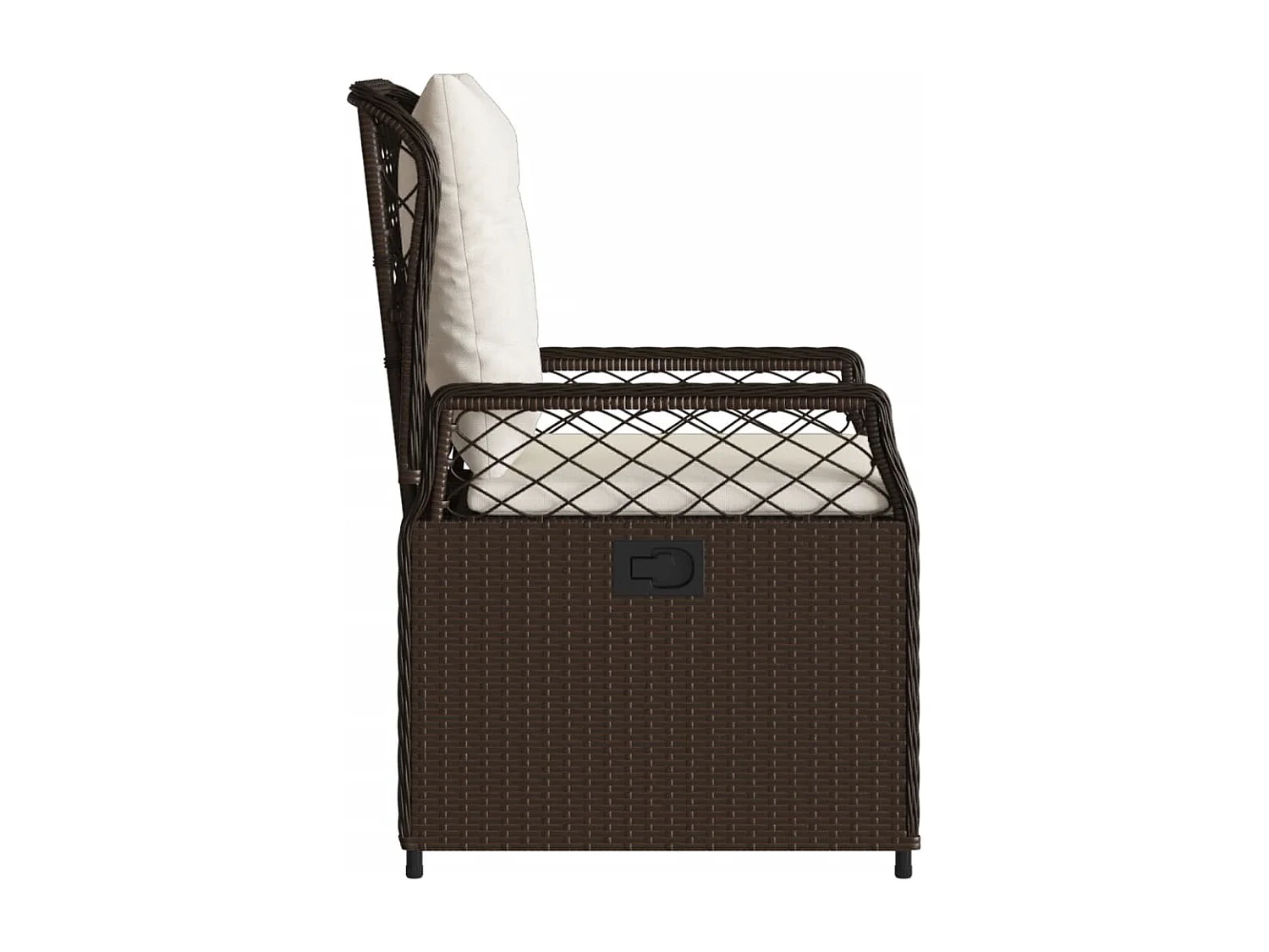 Set di 2 sedie da giardino reclinabili, marroni, in resina di vimini