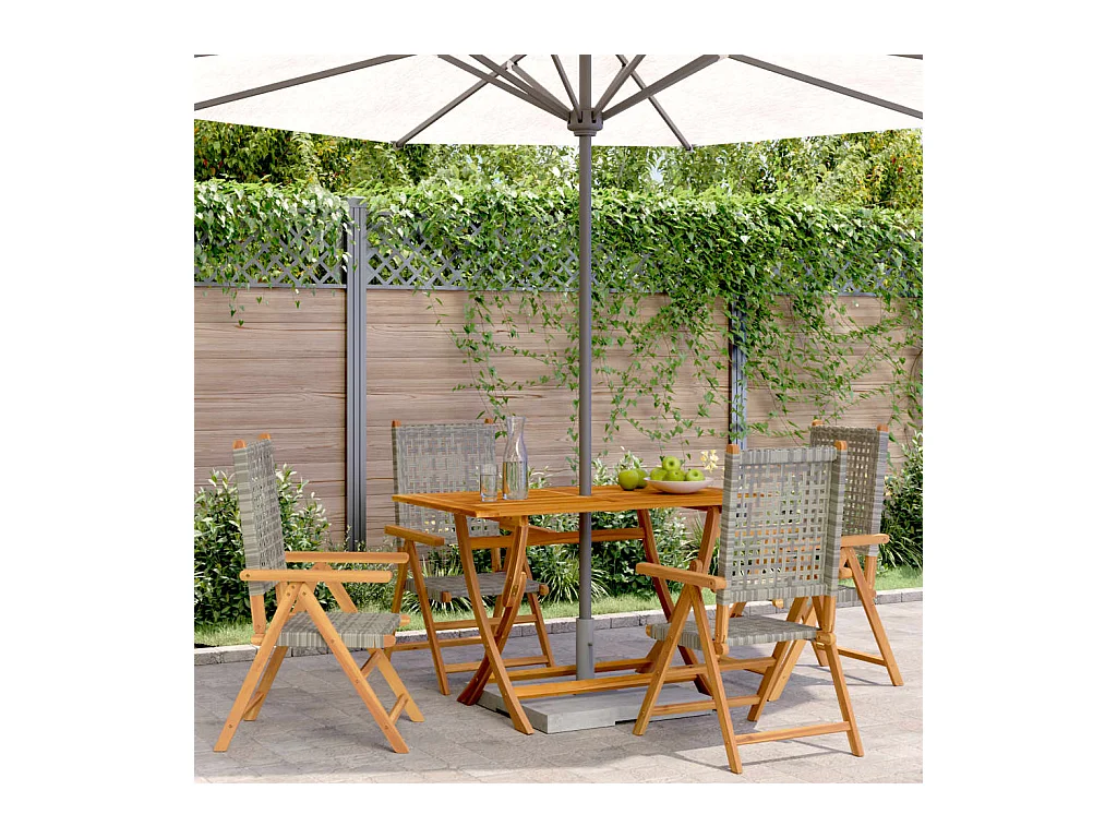 Chaises inclinables de jardin lot de 4 gris rotin bois massif