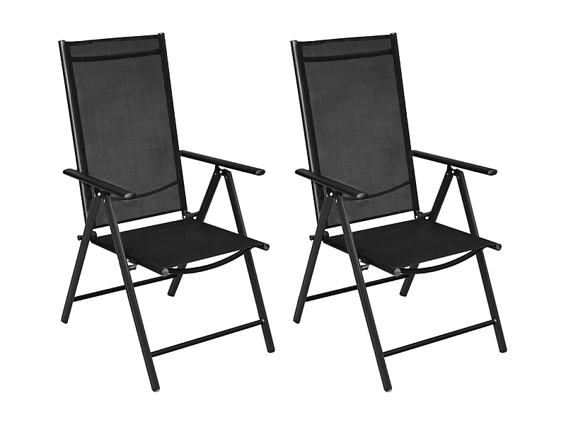 Klappbare Gartenstühle 2er-Set Aluminium und Textilene Schwarz
