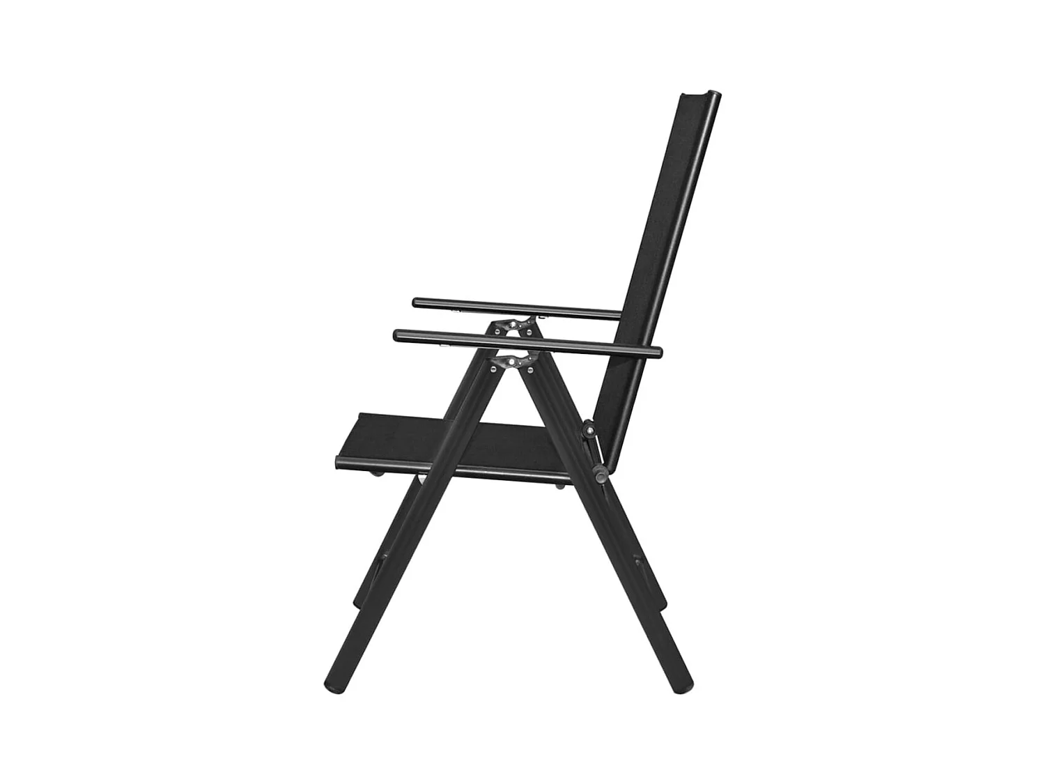 Set di 2 sedie da giardino pieghevoli in alluminio e textilene nero