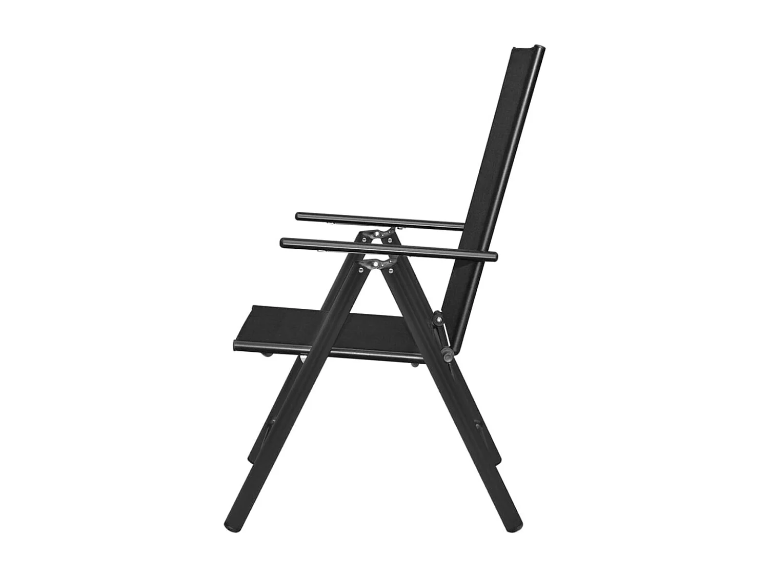 Chaises pliables de jardin lot de 2 Aluminium et textilène Noir