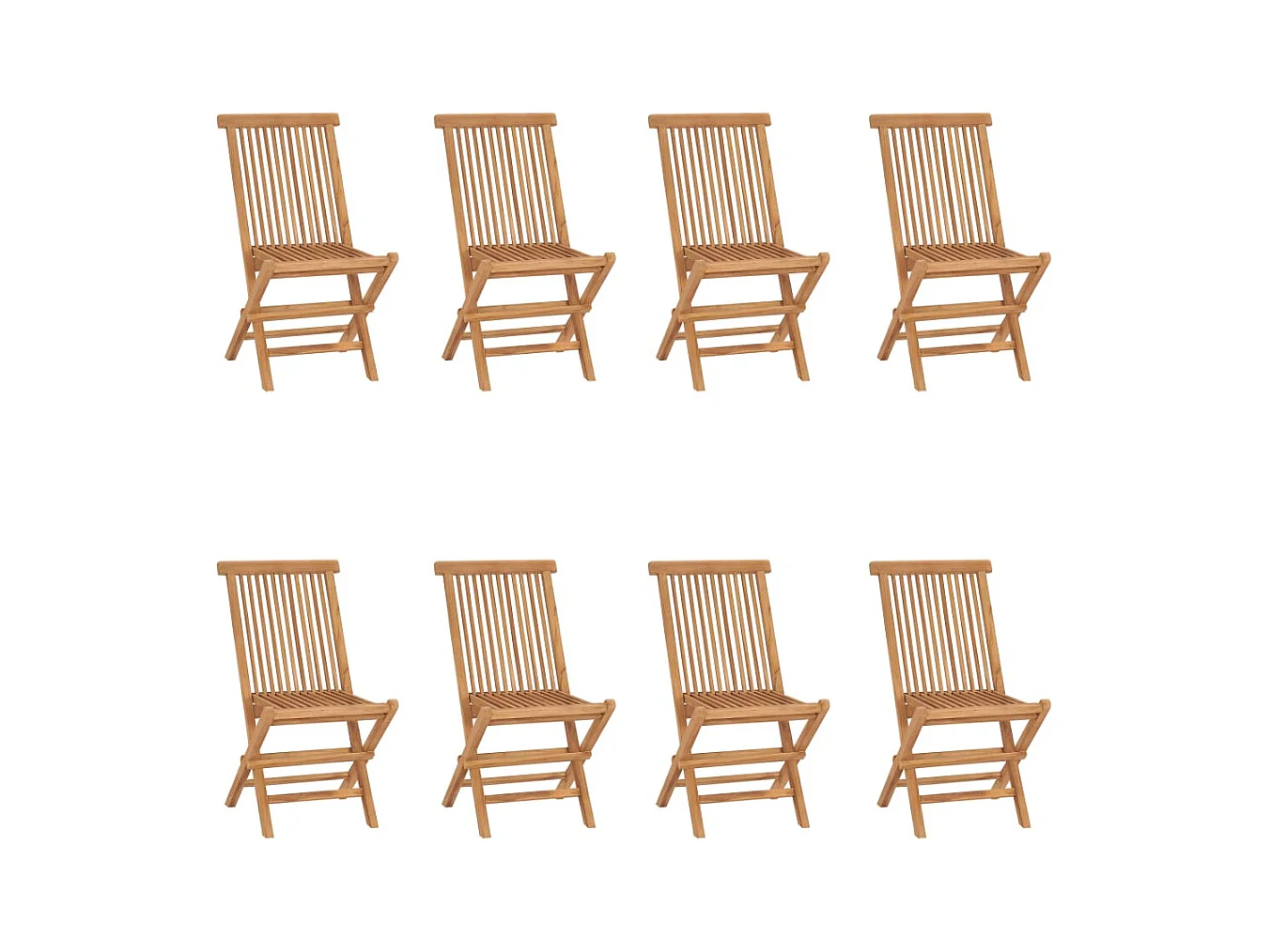 Chaises pliables de jardin lot de 8 Bois de teck solide