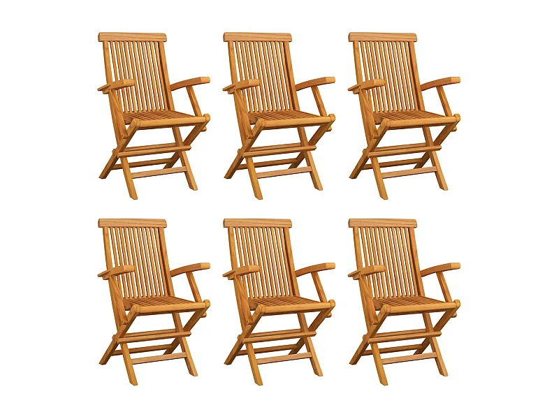 Chaises pliables de jardin lot de 6 Bois de teck solide