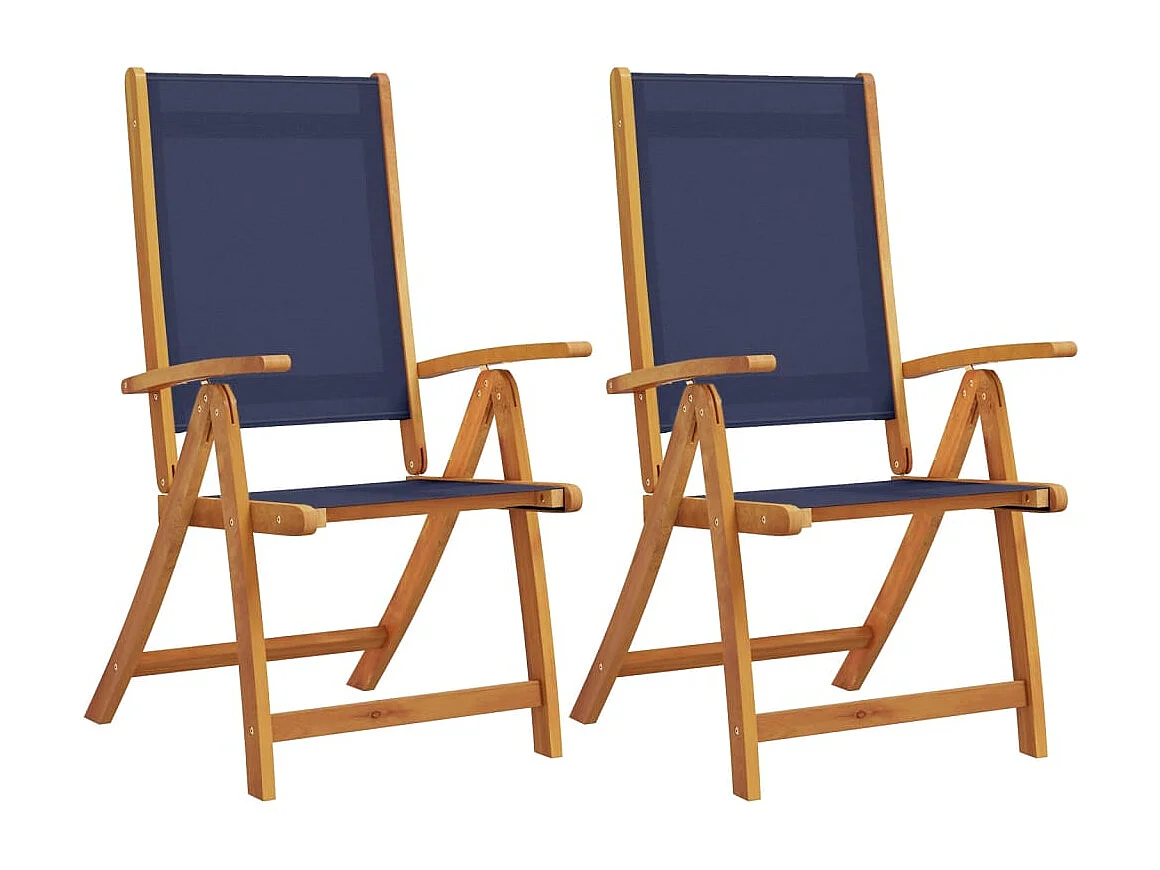 Chaises pliables de jardin lot de 2 bois d'acacia et textilène