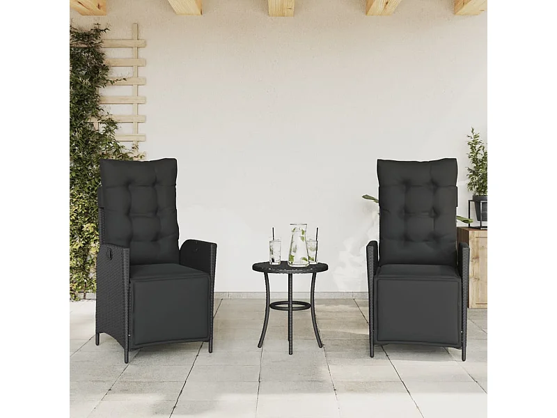 Chaises inclinables de jardin lot de 2 repose-pied noir rotin