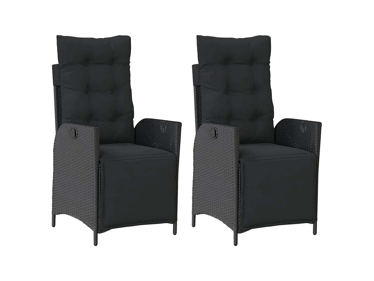 Tuinstoelen Set van 2 Zwarte Rotan Voetenbank