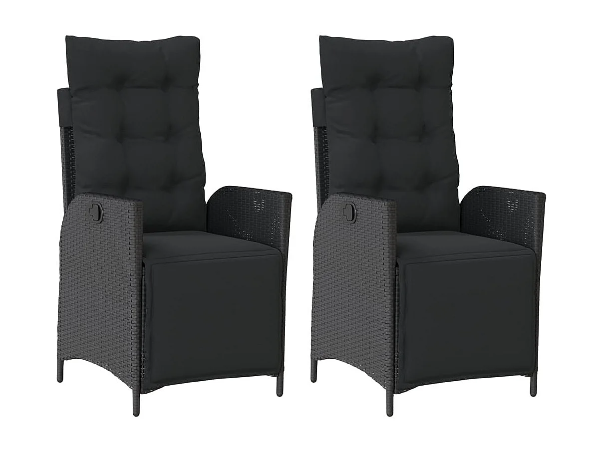 Chaises inclinables de jardin lot de 2 repose-pied noir rotin