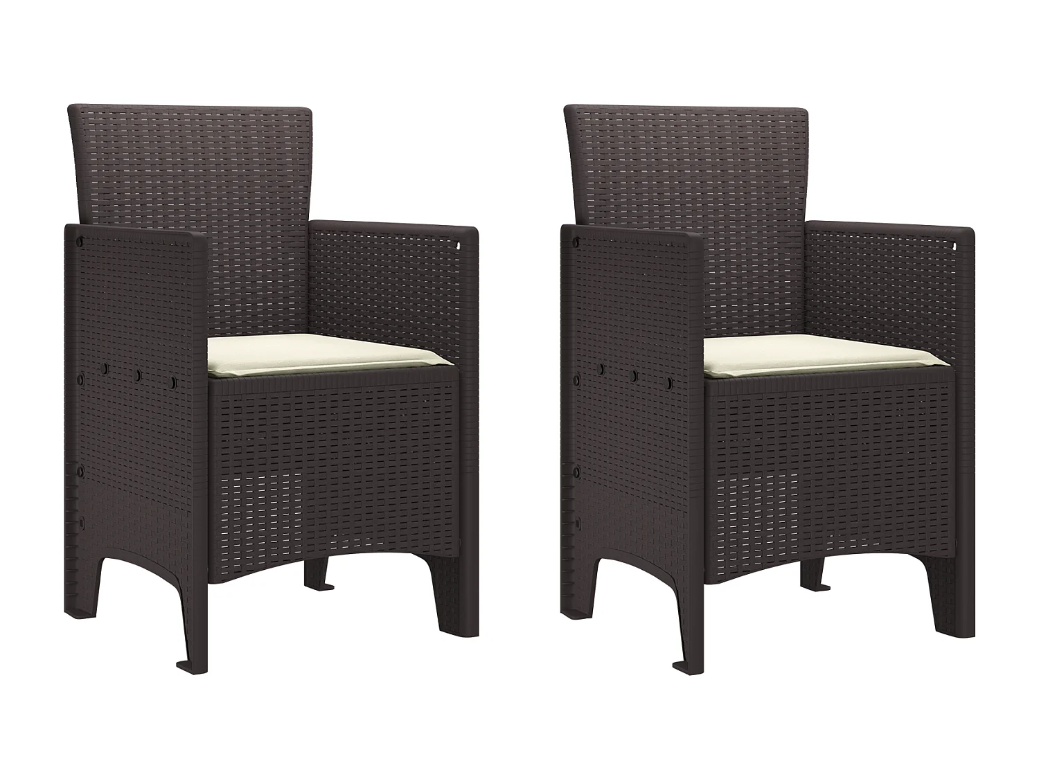 Tuinstoelen met kussens 2 stuks Bruin Poly Rotan