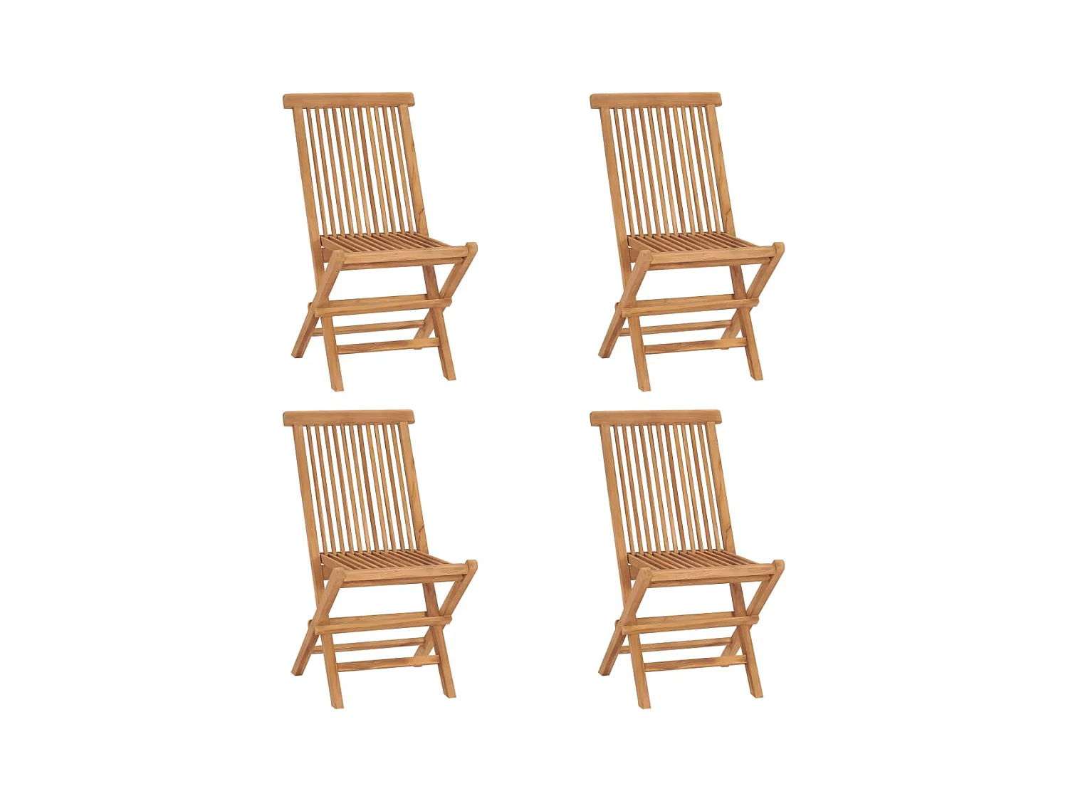 Set di 4 sedie pieghevoli da giardino in legno massello di teak