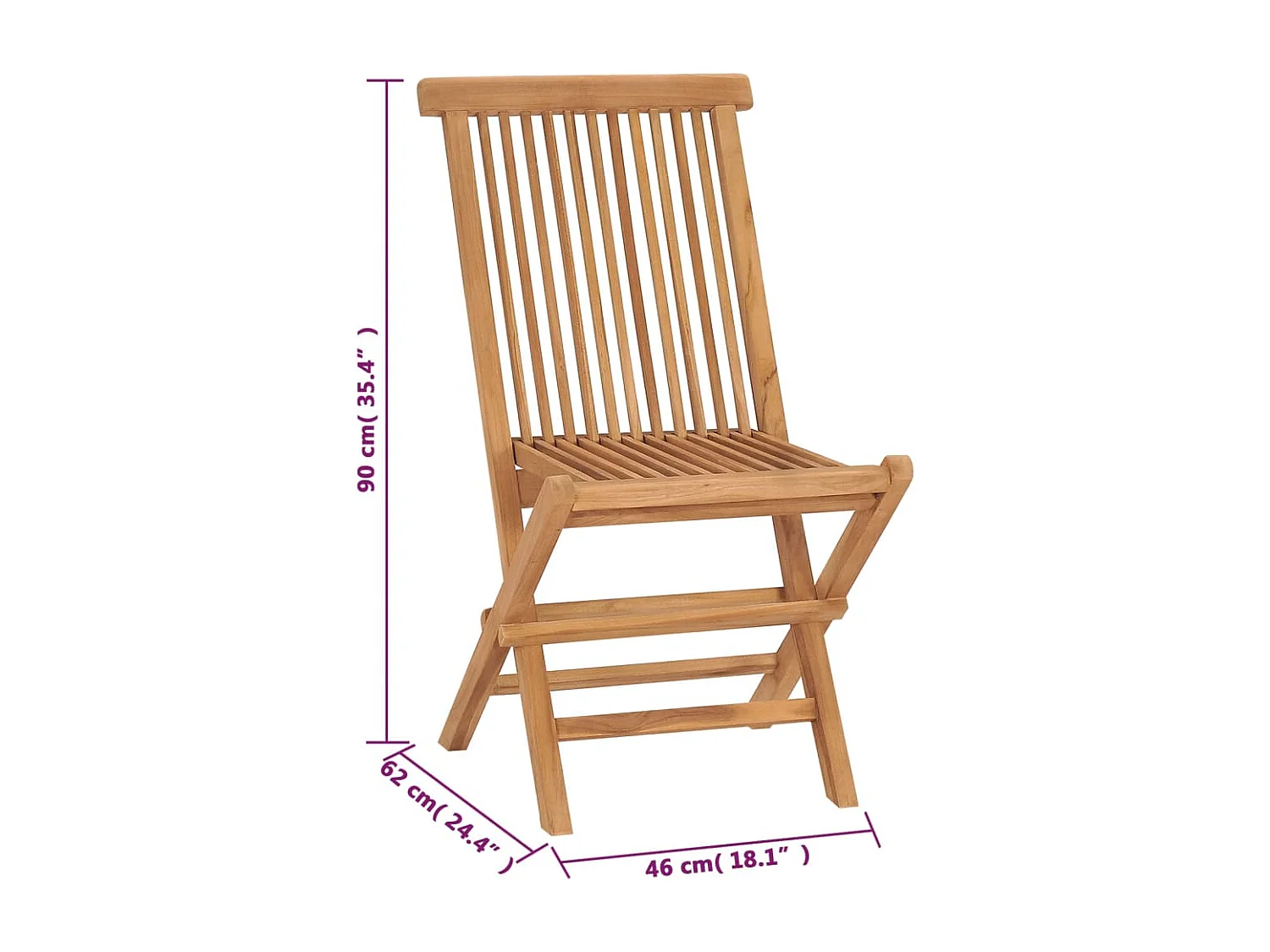 Chaises de jardin pliables lot de 4 Bois de teck massif