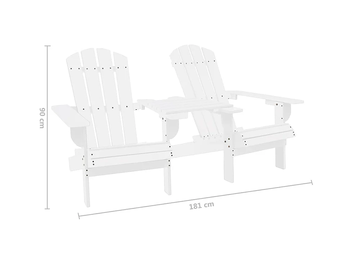 Adirondack tuinstoelen met tafel in wit dennenhout