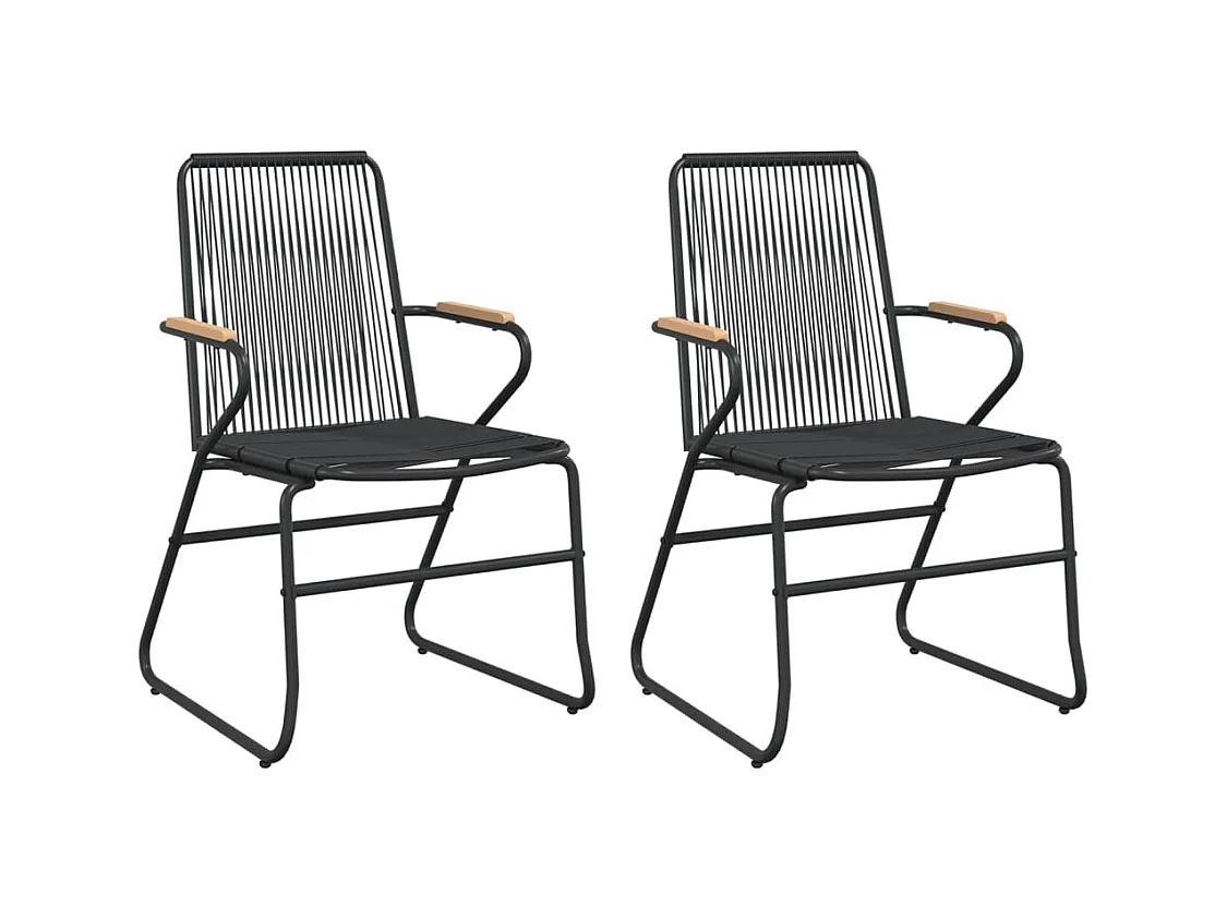 Tuinstoelen set van 2 zwart 58x59x85,5 cm PVC rotan