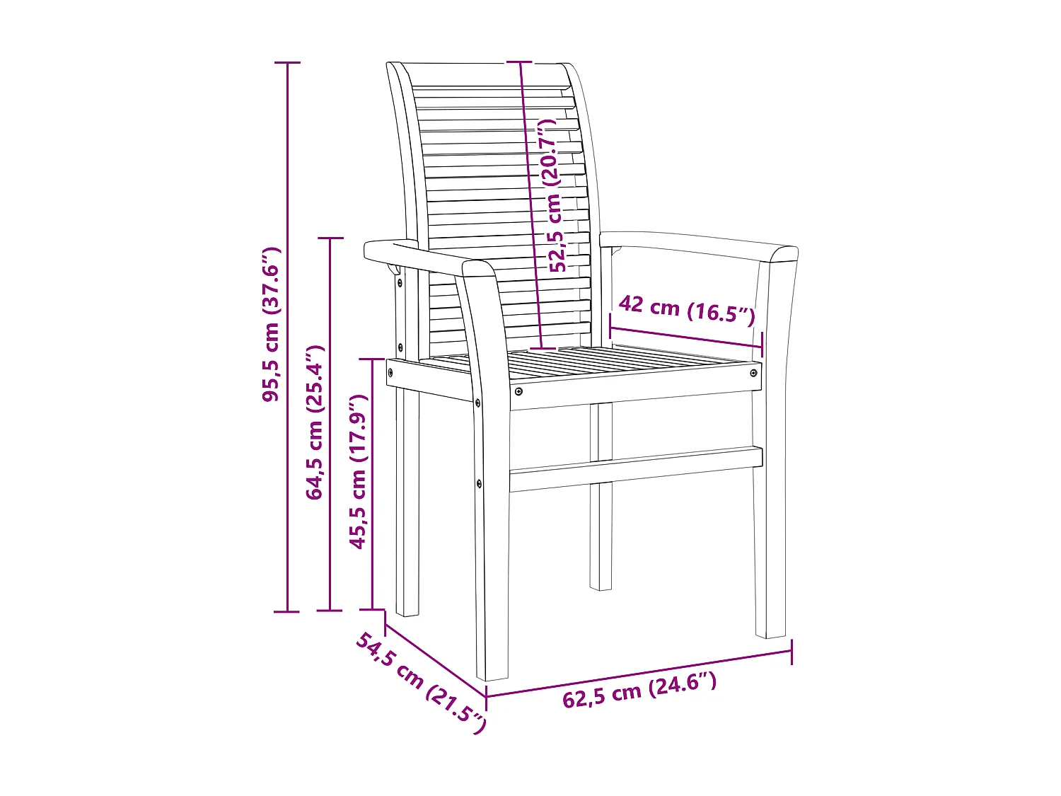 Chaise de jardin empilable 4 pcs en bois massif de teck