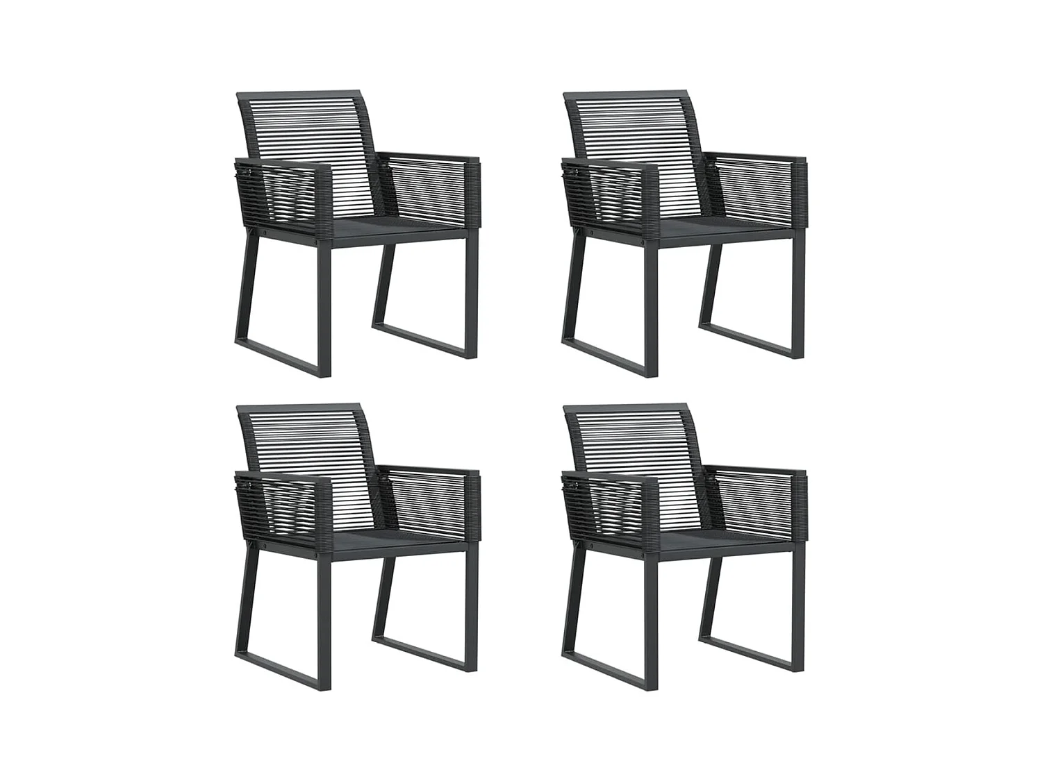 Chaises de jardin lot de 4 noir résine tressée