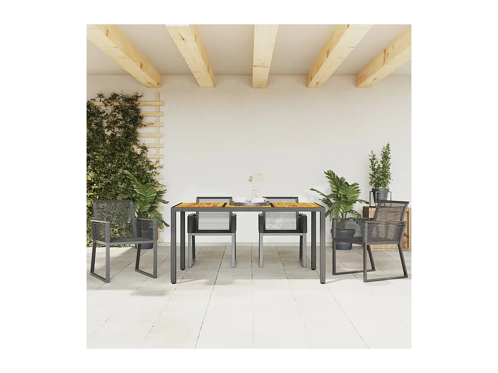 Chaises de jardin lot de 4 noir résine tressée