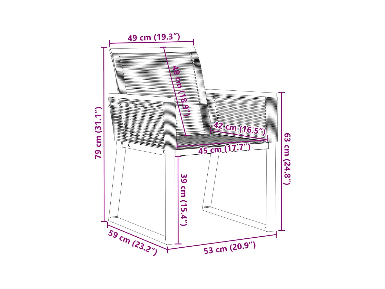 Chaises de jardin lot de 4 noir résine tressée