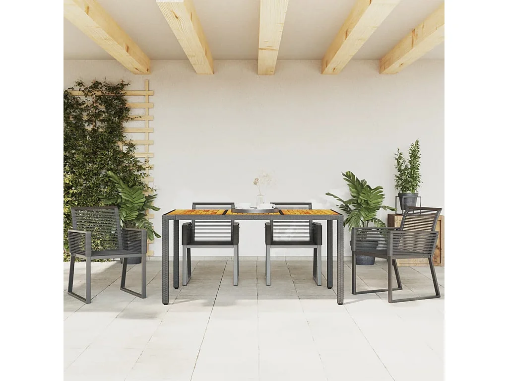 Chaises de jardin lot de 4 noir résine tressée