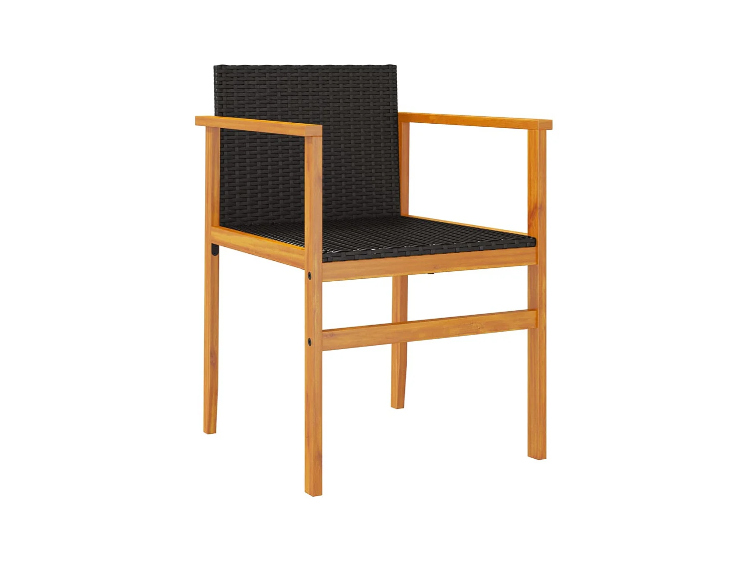 Juego de 2 sillas de jardín de resina tejida negra y madera maciza