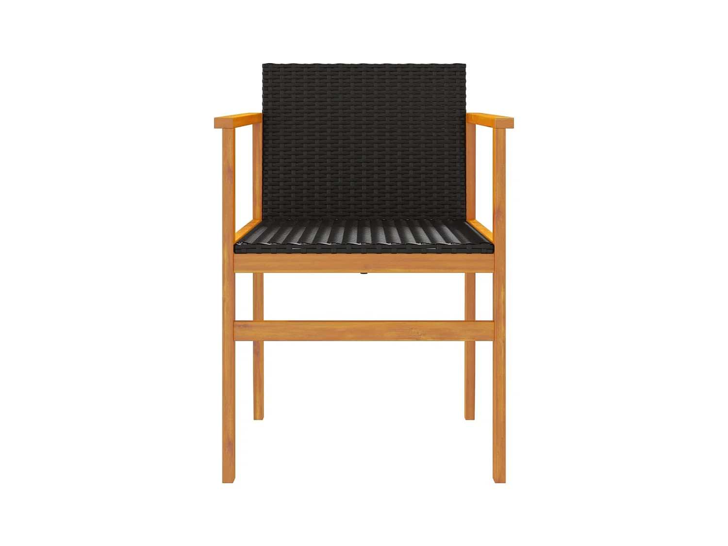 Juego de 2 sillas de jardín de resina tejida negra y madera maciza